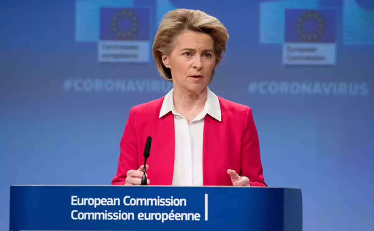 La presidenta de la Comissió Europea, Ursula von der Leyen, el 12 d'abril de 2020