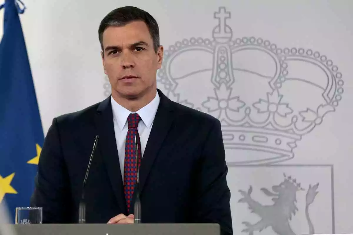 El president del govern espanyol, Pedro Sánchez, en un moment de la declaració institucional que va pronunciar el 20 de juny del 2020