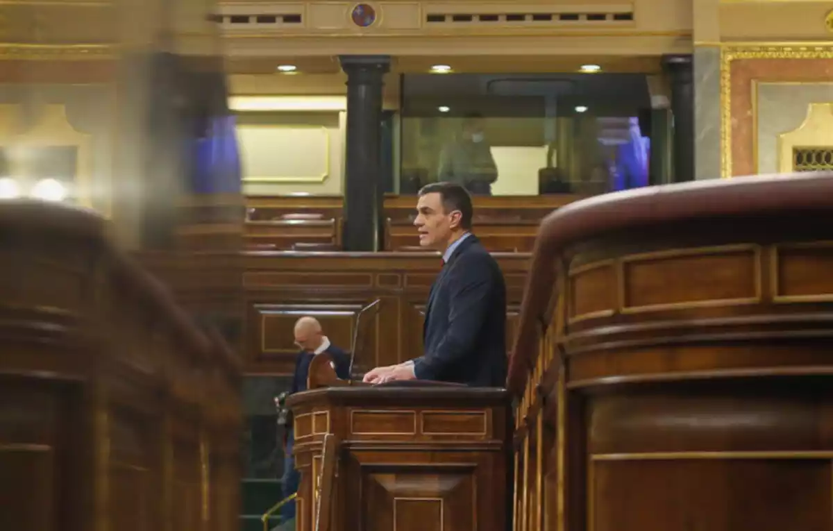 El president del govern espanyol, Pedro Sánchez, aquest dimecres 22/4/2020 al Congrés dels Diputats