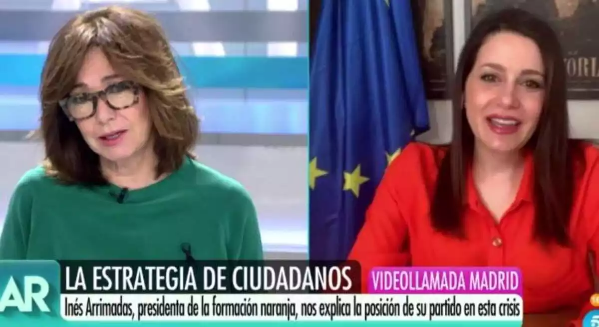 Ana Rosa Quintana e Inés Arrimadas en una entrevista del 15 de mayo del 2020