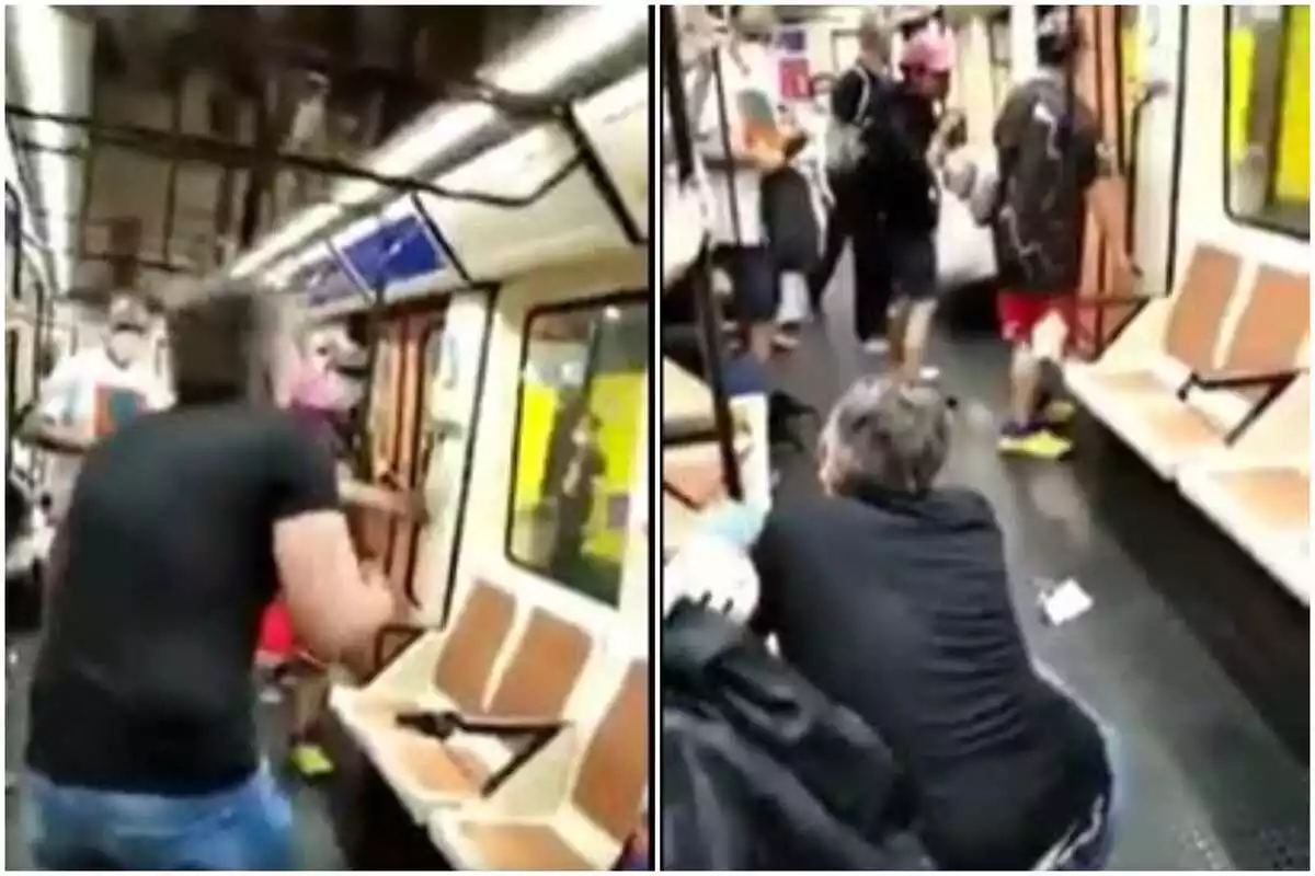 Capturas de la agresión a un sanitario en el metro de Madrid