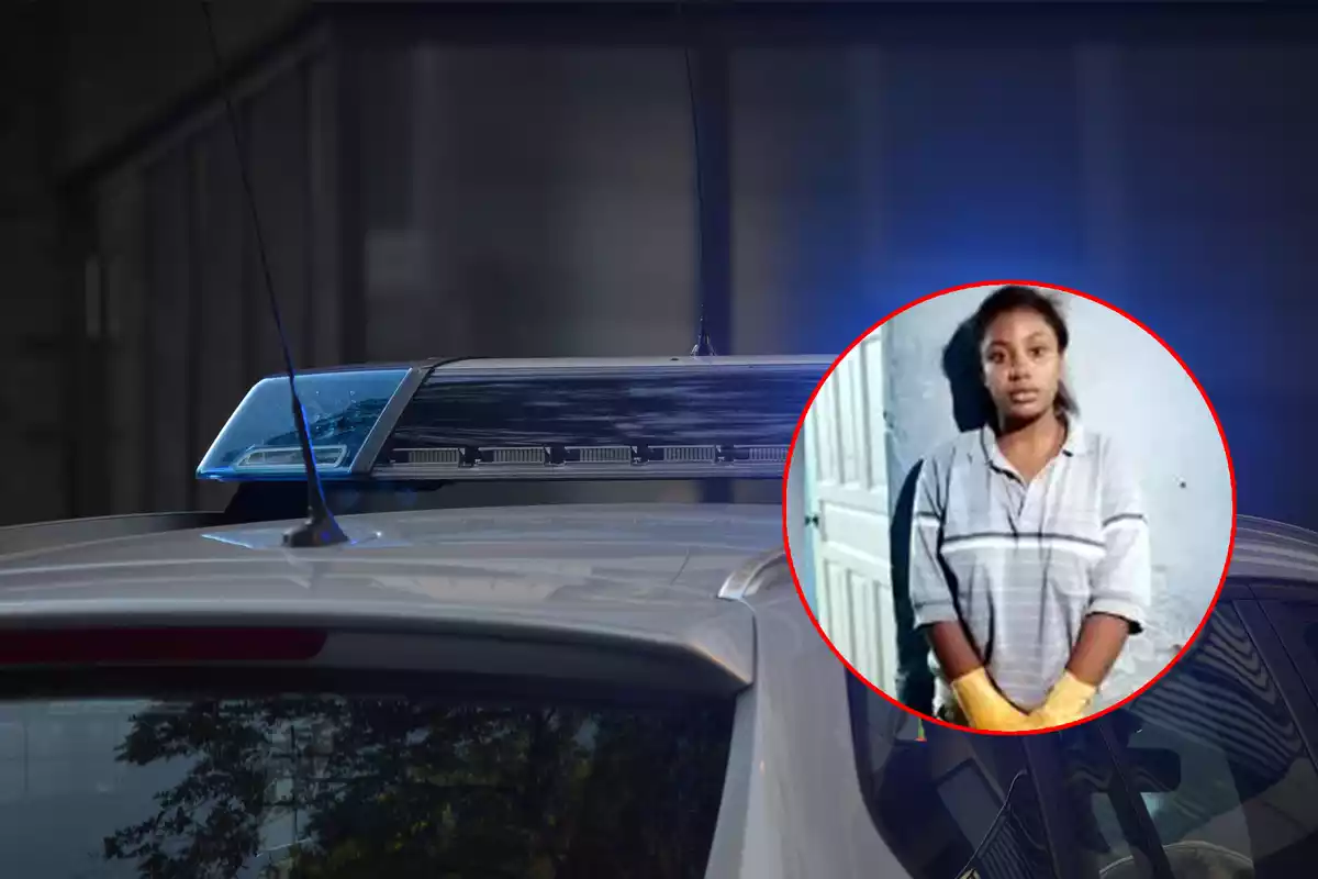 Lisby en una imagen superpuesta a un coche de policía