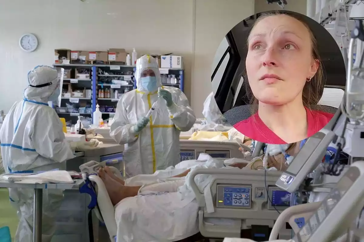 Imagen de archivo de un hospital con la cara de una enfermera