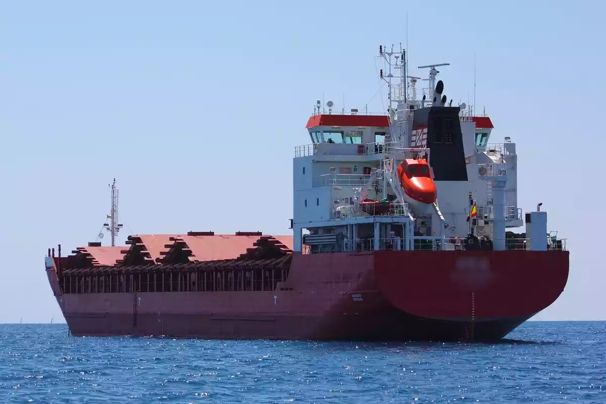Imagen de un barco carguero en el mar