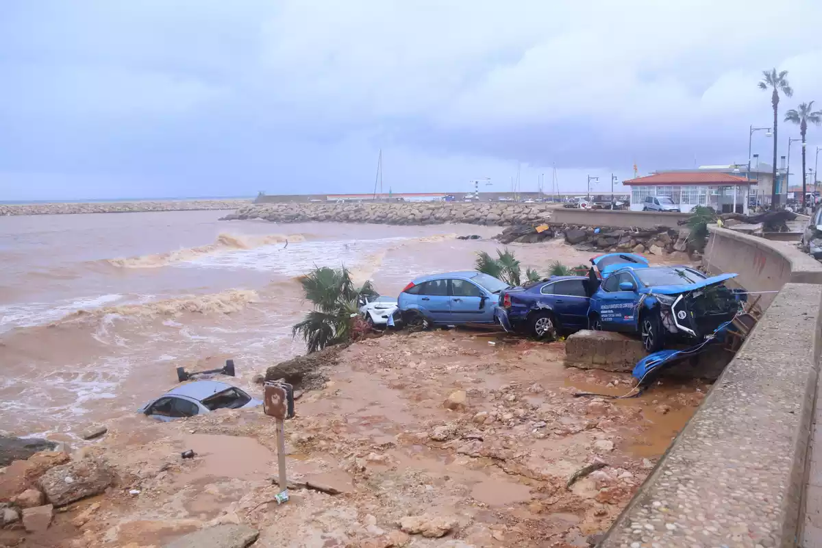 Imagen de las inundaciones que el temporal ha provocado en Alcanar, en Tarragona