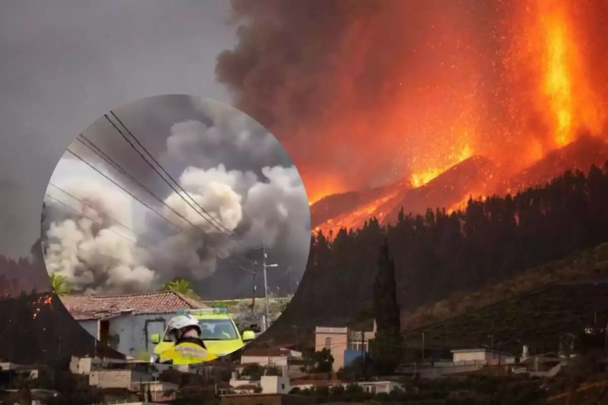 Nube tóxica en La Palma tras quemarse algunos invernaderos