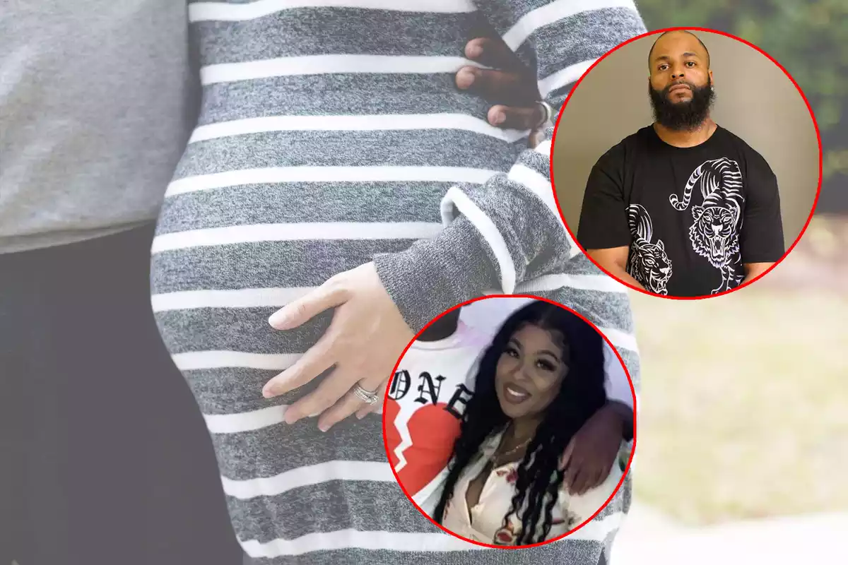 Shanice Young y su ex sobre un fondo de una mujer embarazada