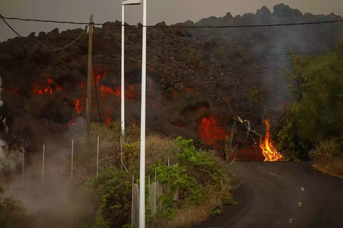 Una de las coladas de lava del volcán de La Palma