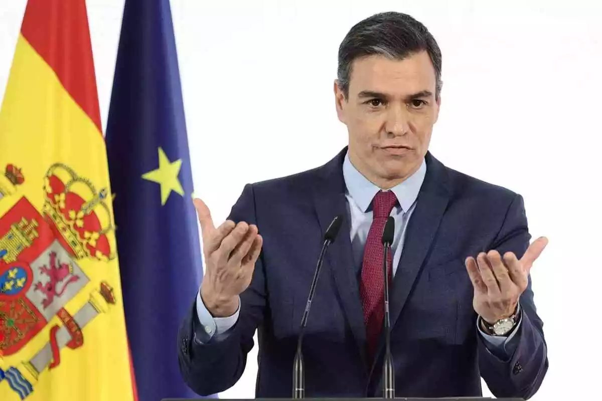 Pedro Sánchez, presidente del Gobierno de España, en una rueda de prensa