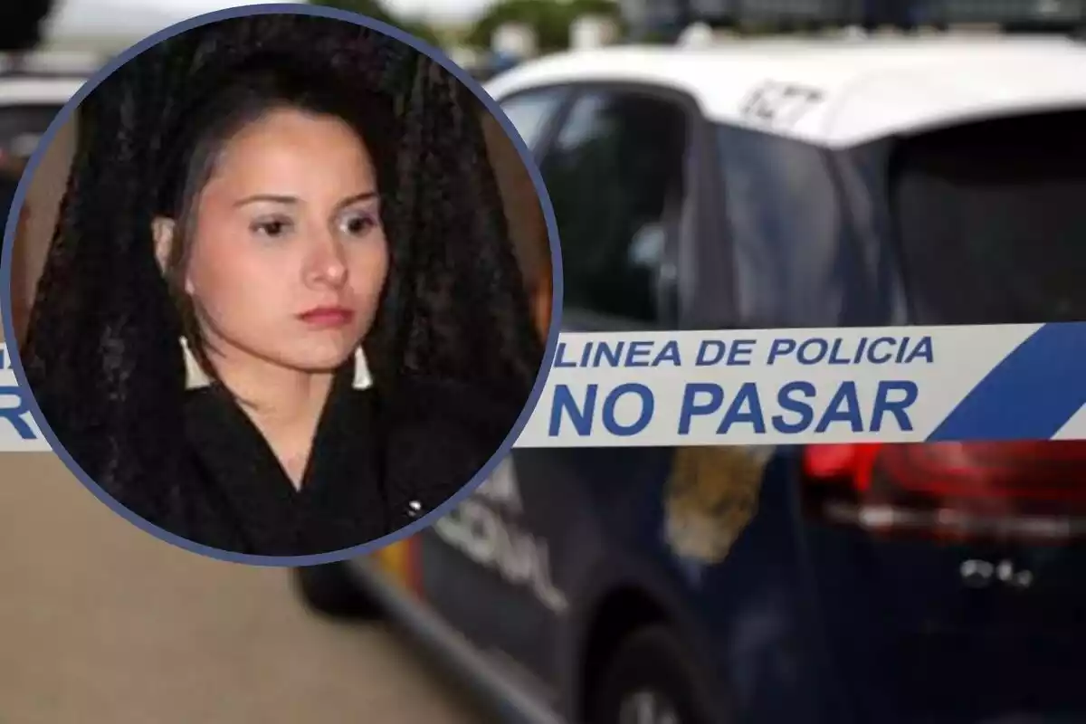 Sara Redondo en un montaje con la Policía Nacional detrás