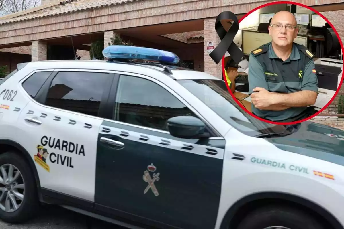 Montaje de un coche de la Guardia Civil con José Antonio