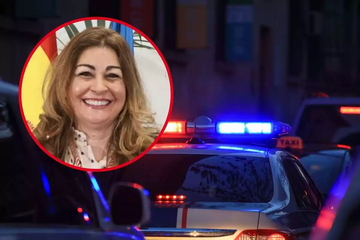 Montaje de fotos de la dirigente de CS Marta Sanz Gilmartín y un coche de policía
