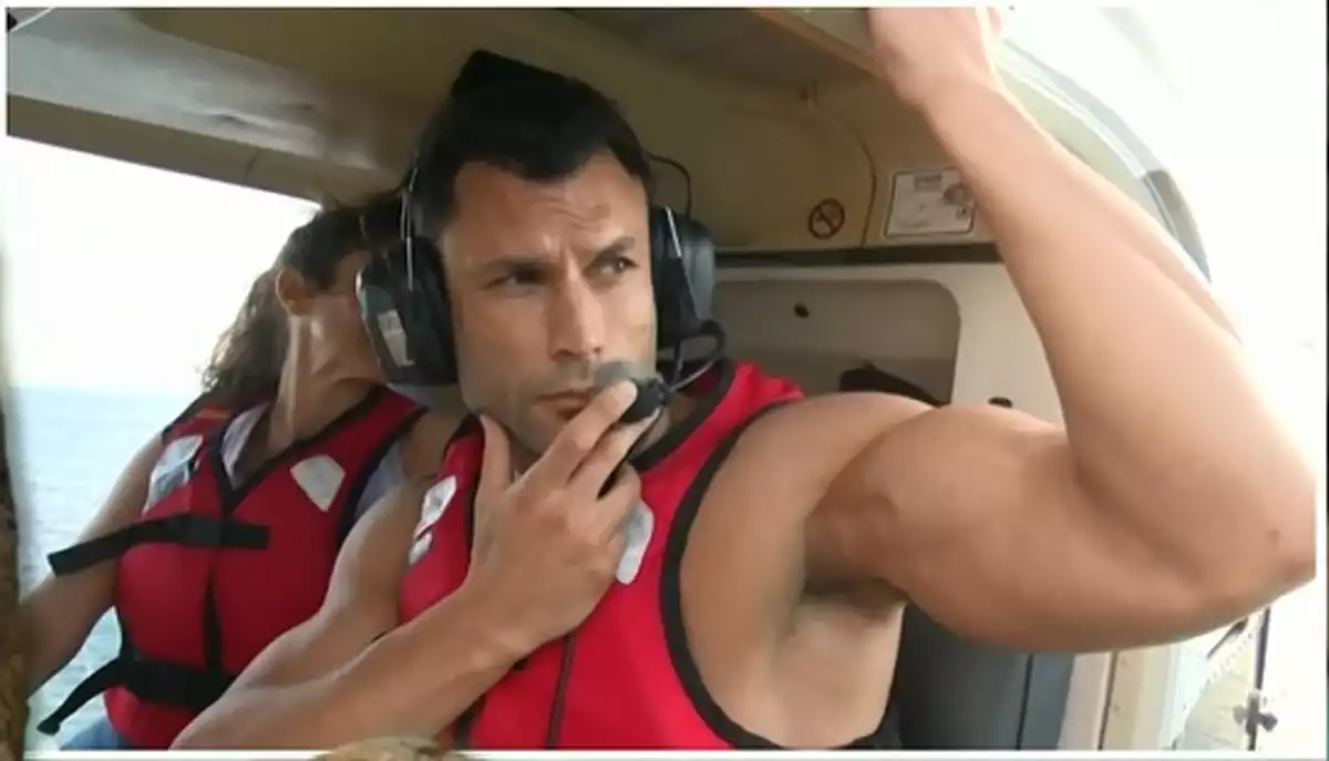 Jorge Pérez antes de tirarse desde el helicóptero de 'Supervivientes 2020'