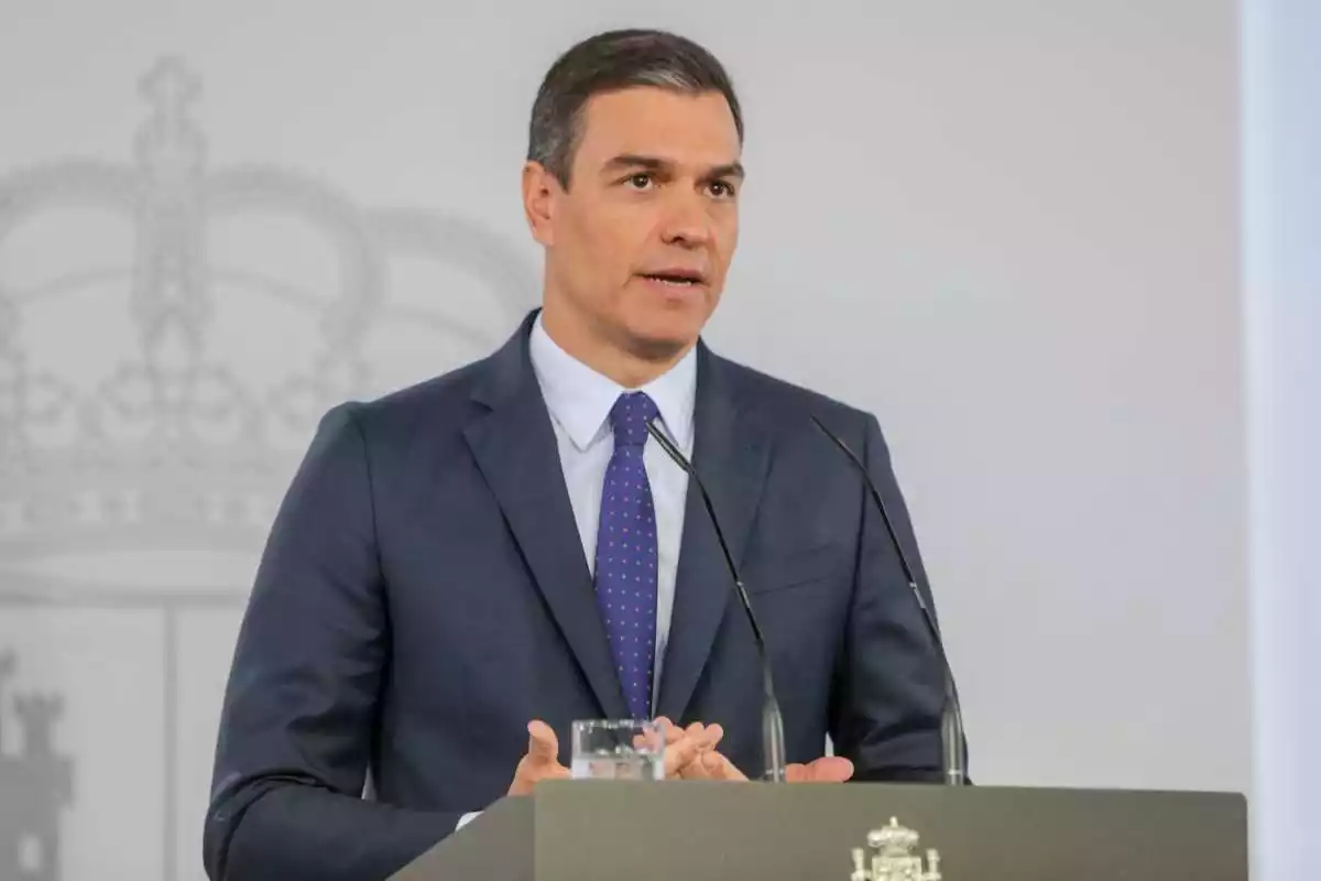 Pedro Sánchez en rueda de prensa, 2020
