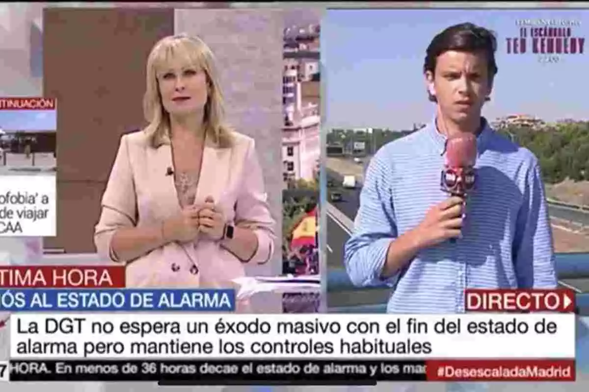 El periodista Diego Arce en su primer directo en televisión