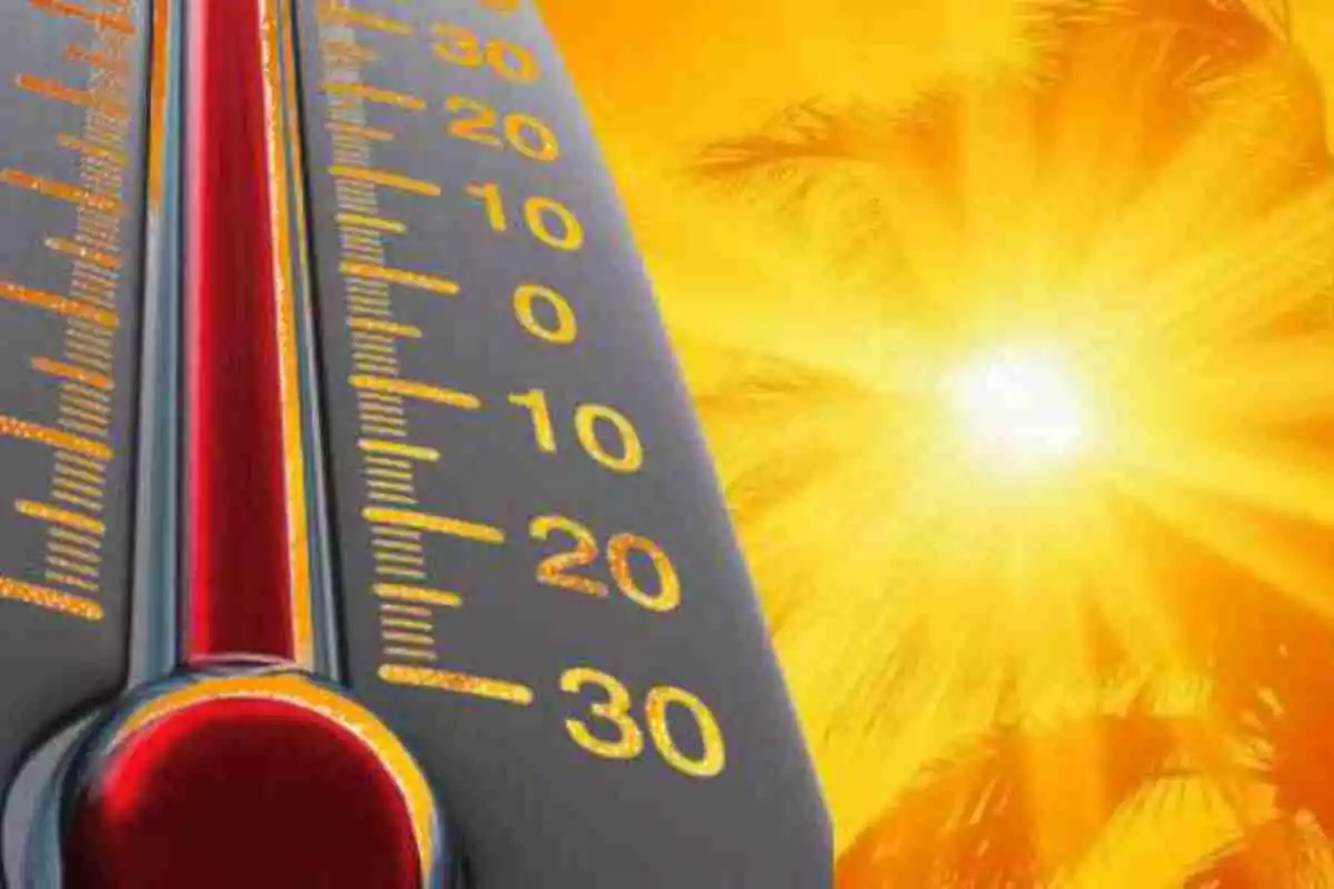 Imagen de un termómetro en pleno verano