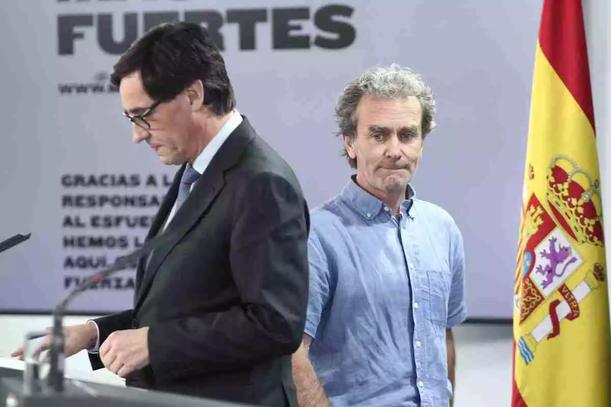 Salvador Illa y Fernando Simón en la rueda de prensa sobre los cambios de fases el 12 de junio del 2020