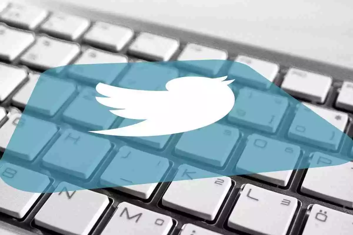 simbolo de twitter sobre un teclado