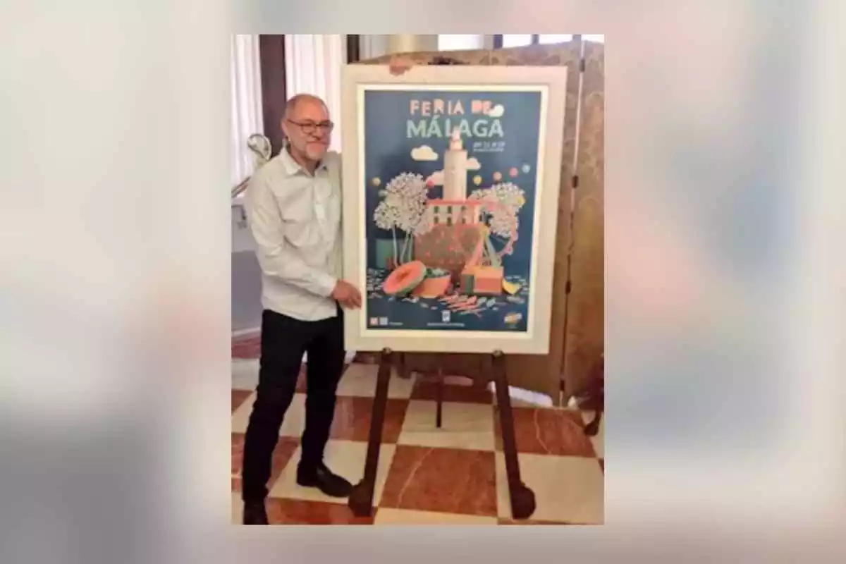 Pablo Aranda presentando el cartel de la Feria de Málaga