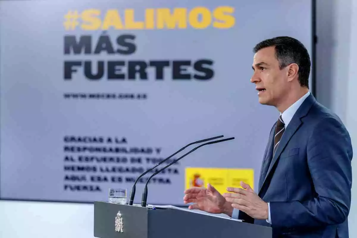Pedro Sánchez en rueda de prensa durante la pandemia del coronavirus