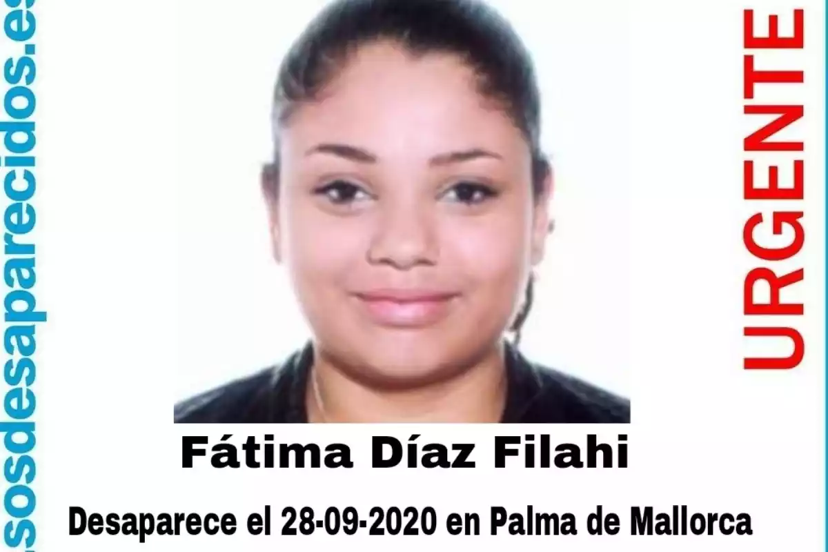Aviso de búsqueda de Fátima Díaz, joven de 18 años desaparecida en Palma de Mallorca