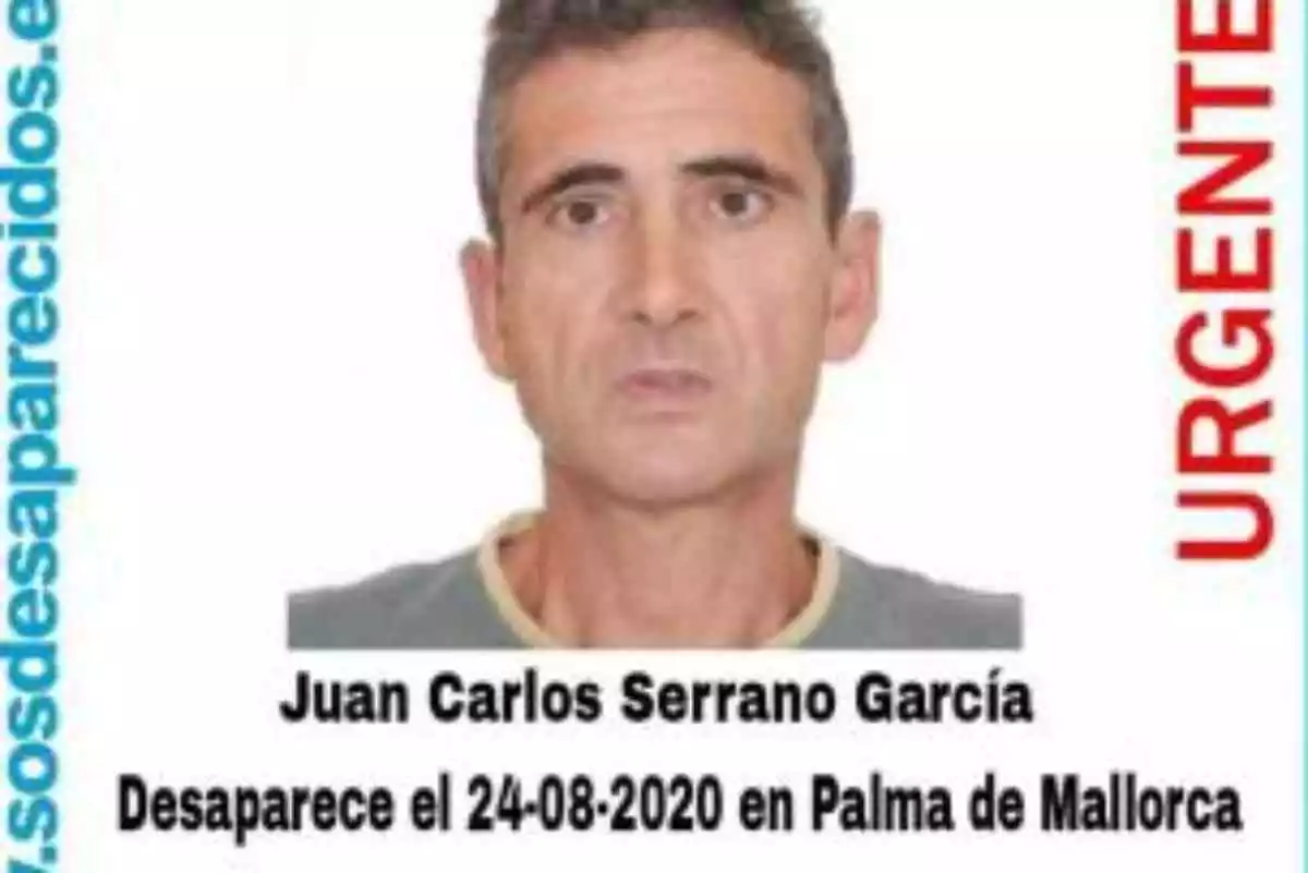 Aviso de búsqueda de Juan Carlos Serrano García, desaparecido en agosto en Palma