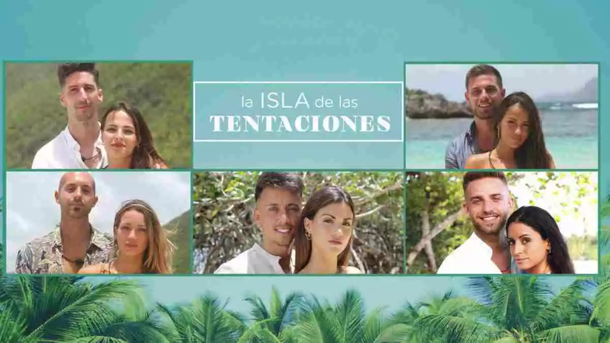 Imagen promocional de La Isla de las tentaciones con las 5 parejas concursantes