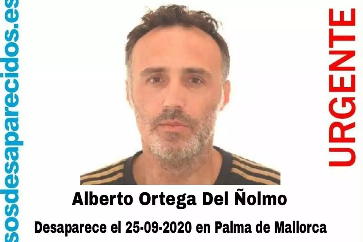 Aviso de desaparición de Alberto Ortega del Nolmo, cuyo rastro se perdió en septiembre en Palma de Mallorca