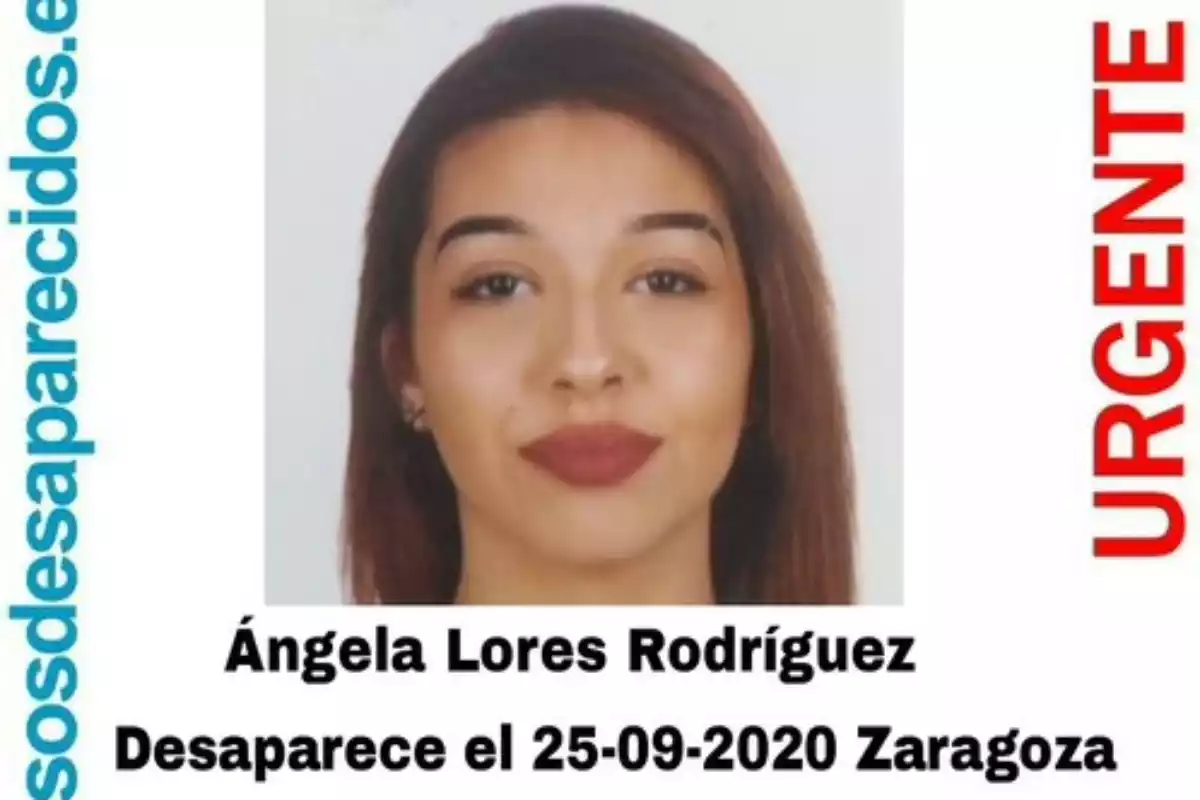 Aviso de desaparición de Ángela Lores Rodríguez, menor de 15 desaparecida en Zaragoza el 25 de septiembre