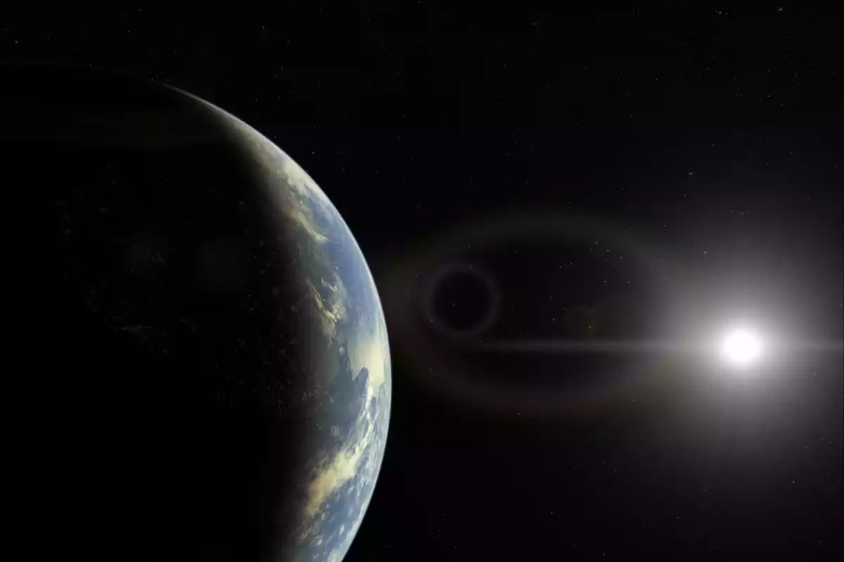 Imagen de la Tierra y el sol desde el espacio