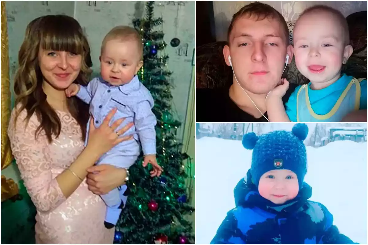 Collage de Dima con sus padres, Maria y Dimitry Shcherbakovy