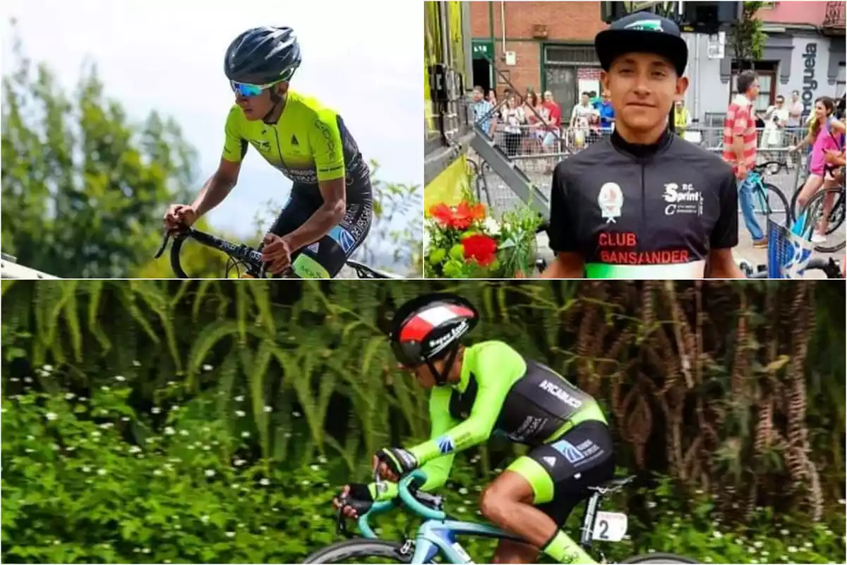 Montaje con las fotos del ciclista fallecido Yeison Leandro Suarez
