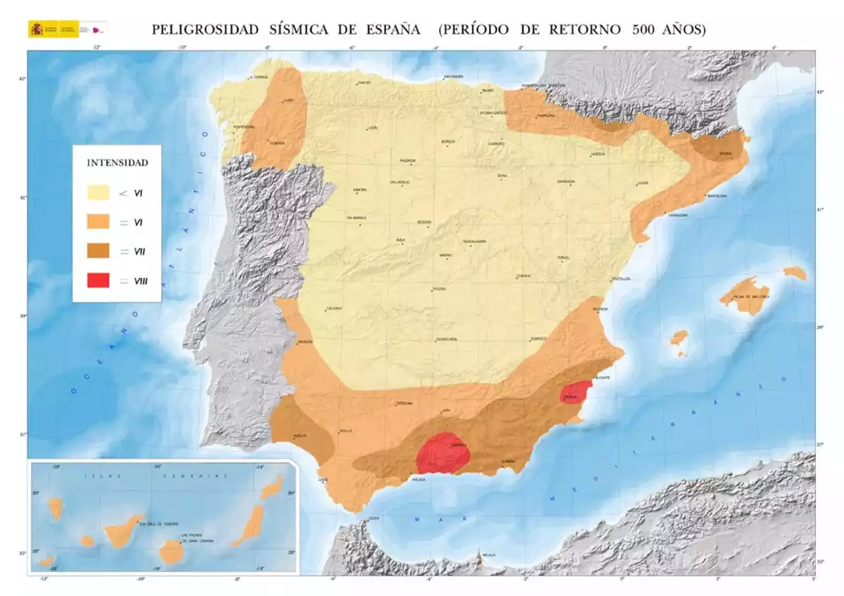 Mapa de la sismicidad en España