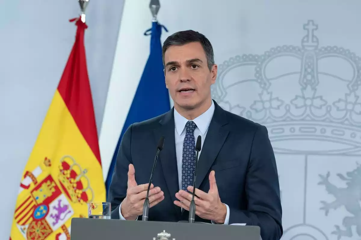 Pedro Sánchez en rueda de prensa en la Moncloa para declarar el estado de alarma, el 25 de octubre del 2020