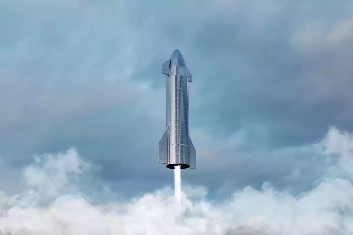 Imagen del Space X lanzado en su prueba por Elon Musk