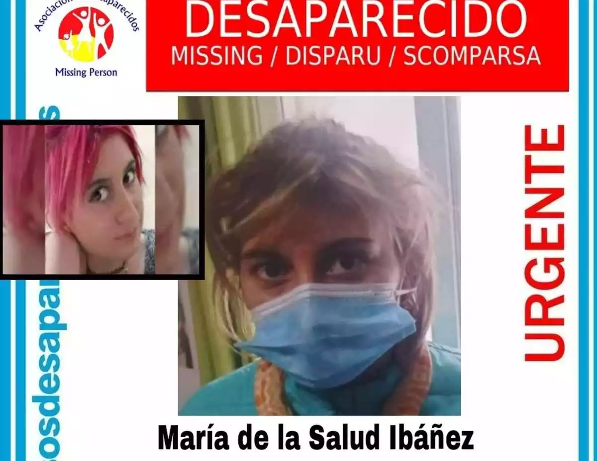 Fotografías del cartel de desaparición de María de la Salud Ibáñez, de 26 años
