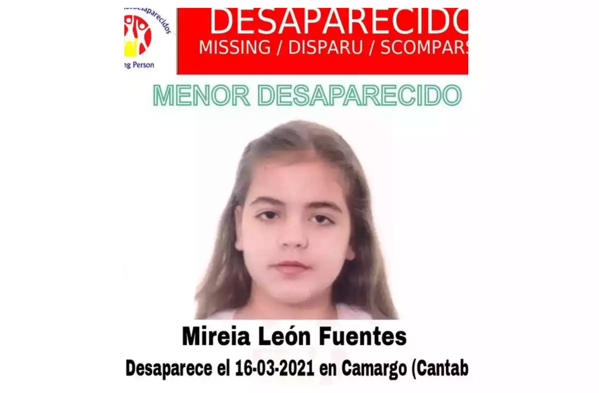 Mireia León Fuentes, una niña de 12 años desaparecida en Cantabria el 16 de marzo