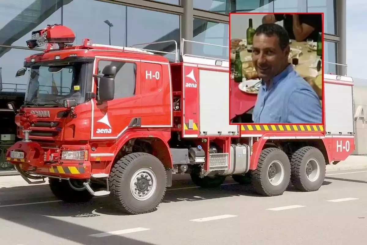Montaje de Daniel Poyato y un camión de bomberos