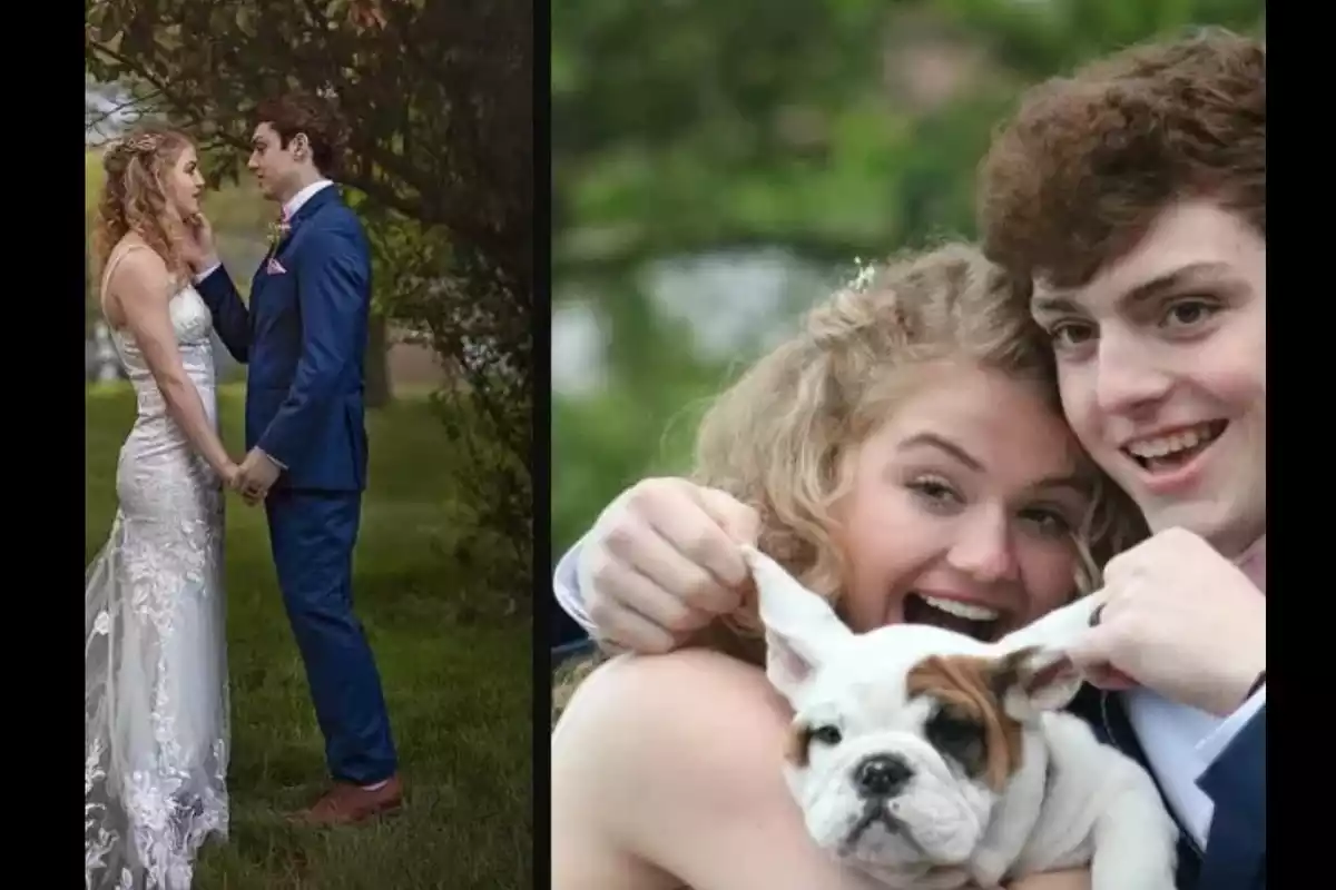 Imagen de Sadie y Chase, dos novios casándose un año antes de que él falleciera de cáncer