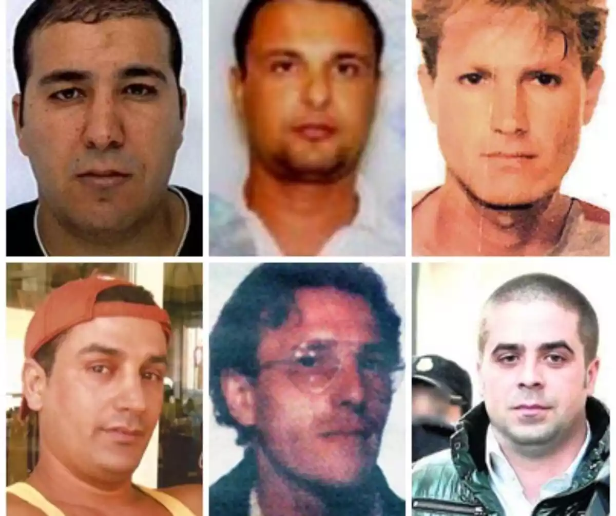 Montaje con los delincuentes más buscados de España