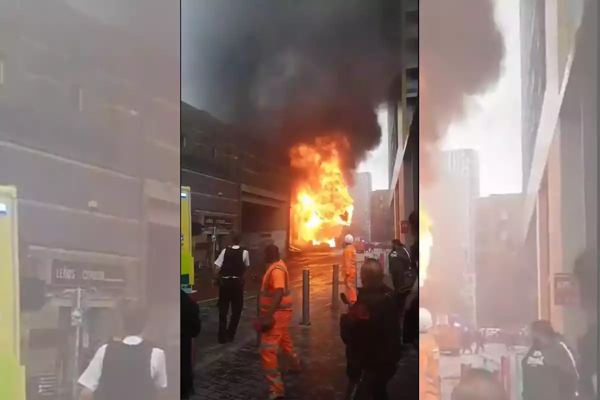 Incendio cerca de una estación de tren de Londres