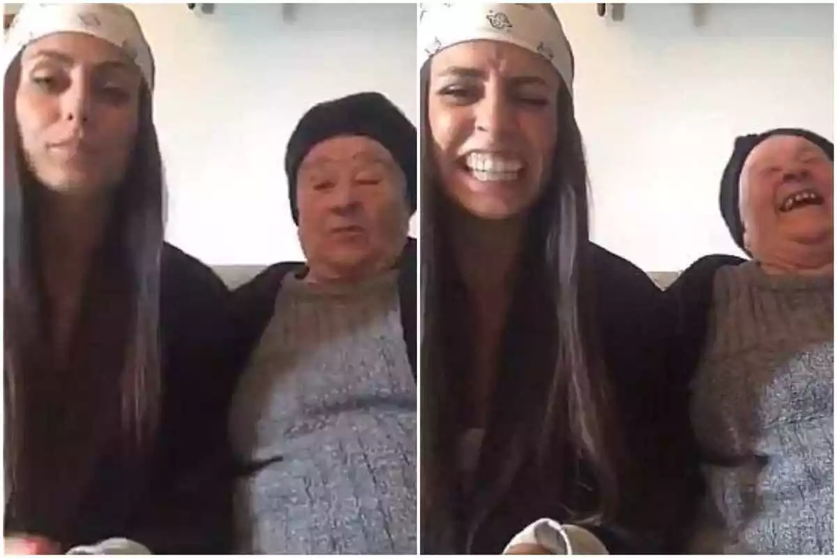 Tamara García y su abuela en capturas del vídeo publicado en sus redes