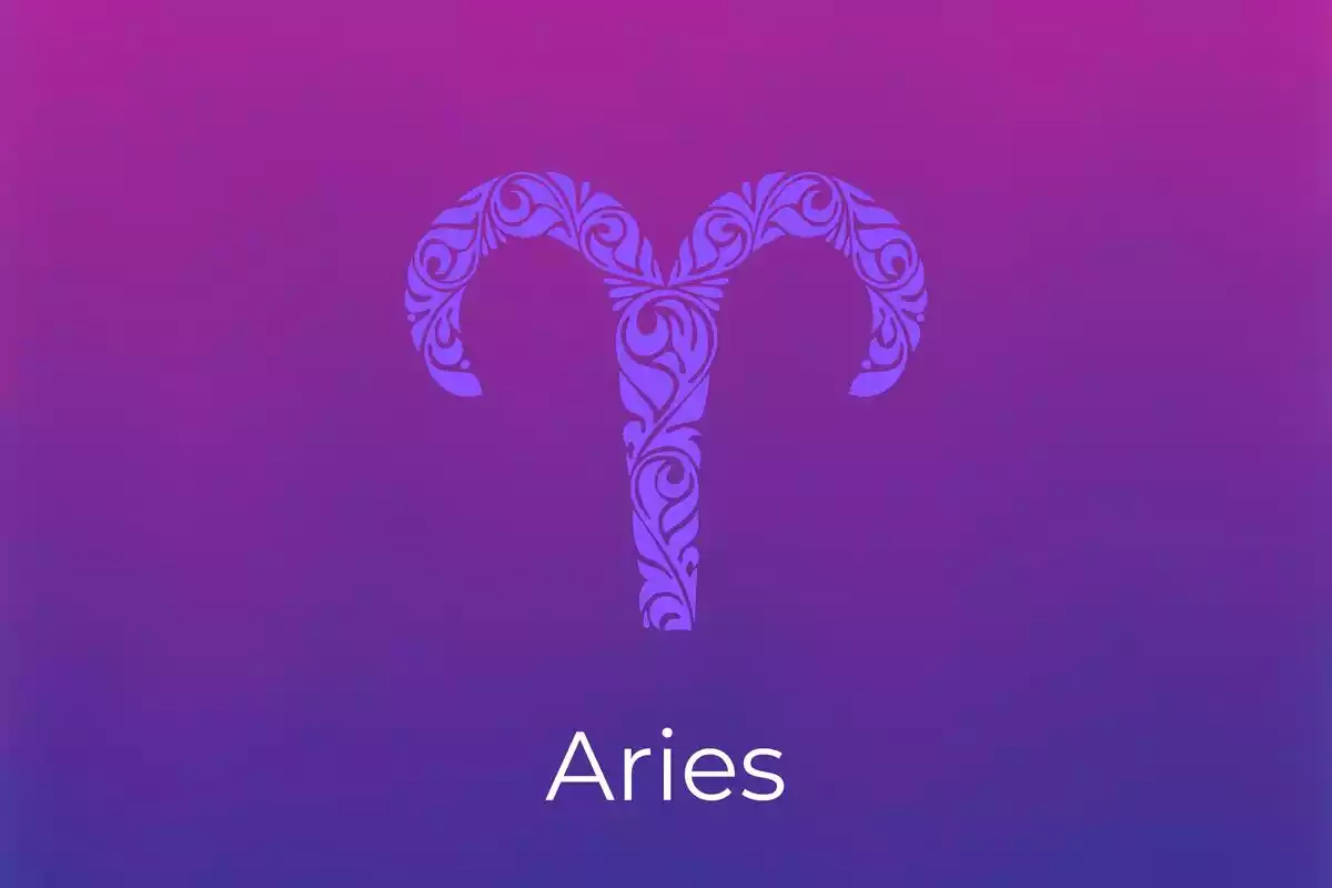 Logo Aries en fondo lila