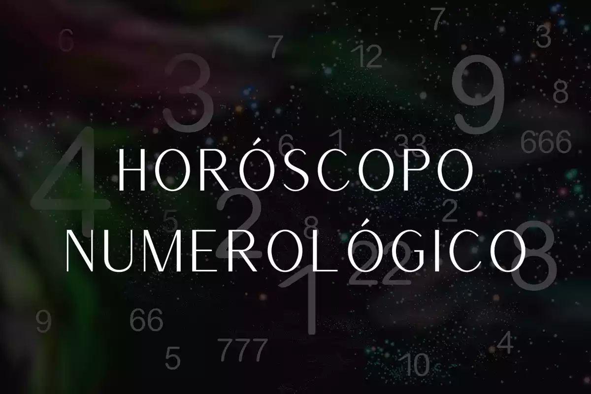 Imagen con texto en el centro de Horóscopo numerológico y fondo oscuro con números