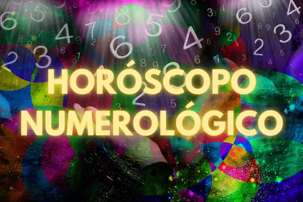 Imagen del horóscopo numerológico con fondo de colores y letras amarillas