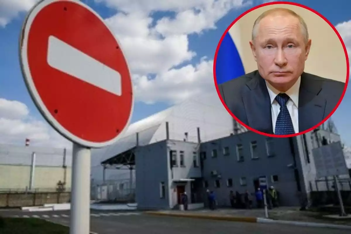 Montaje de Chernóbil y Vladimir Putin