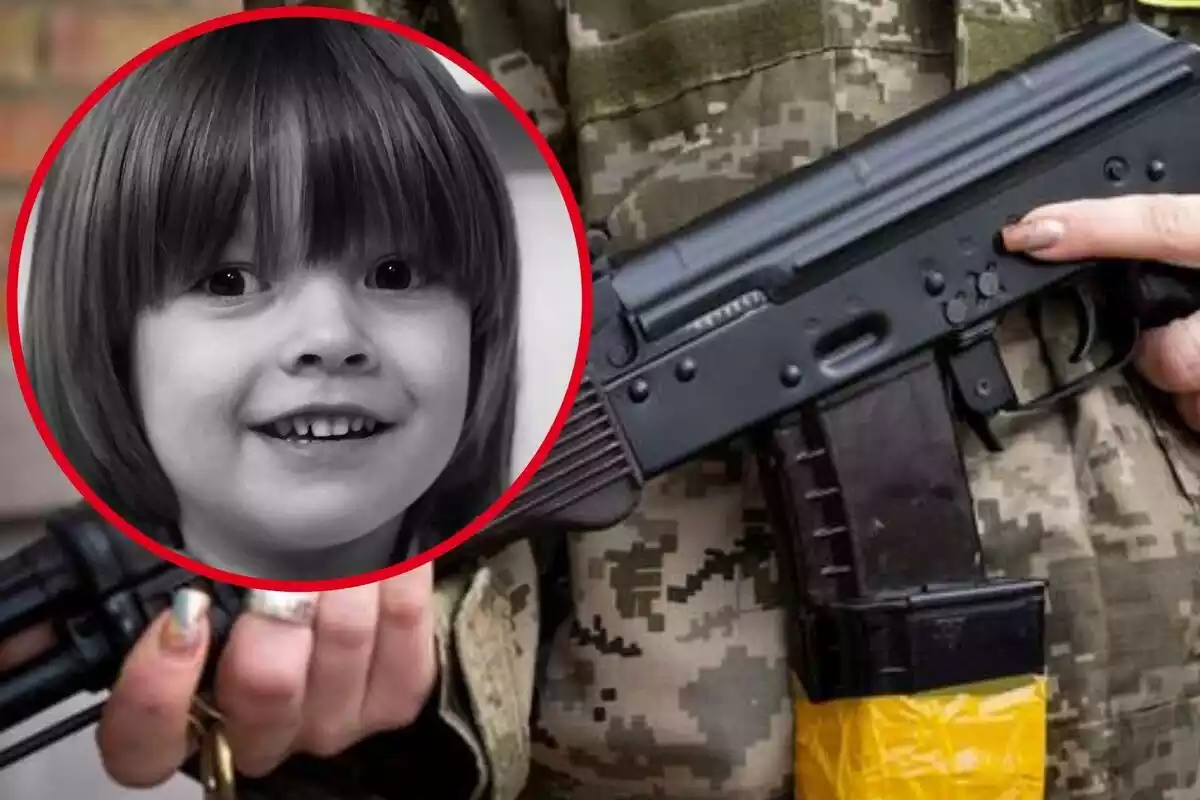 Montaje de la guerra y Sasha, el niño ucraniano fallecido