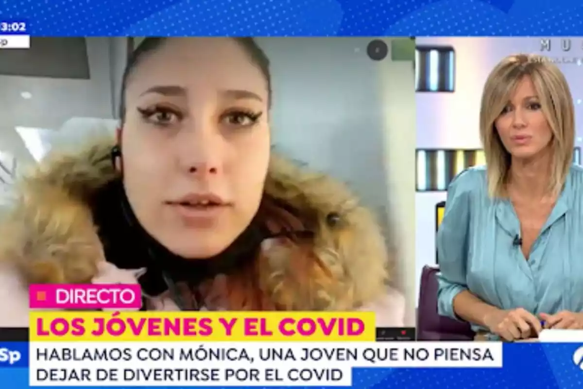Mónica, la joven española de 21 años negacionista del coronavirus y que sale de fiesta en una entrevista en 'Espejo Público'