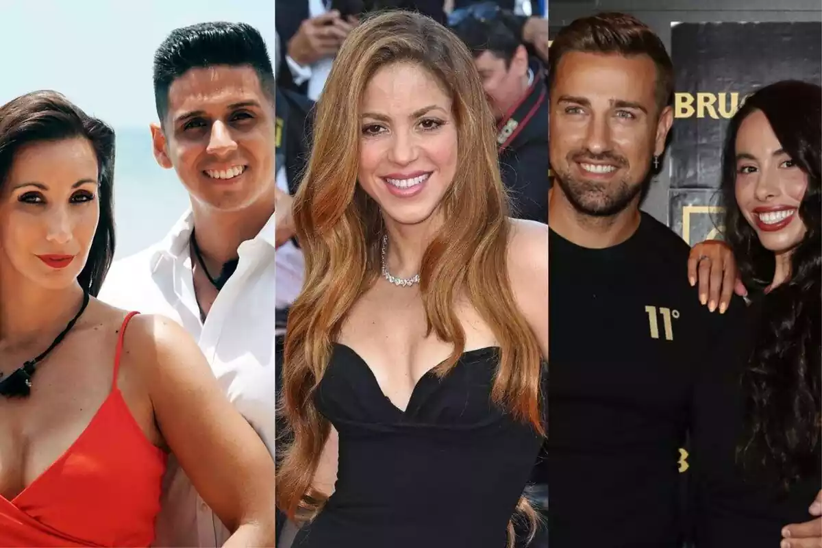 Montaje con las imágenes de Shakira, Fani Carbajo y Christofer y Rafa Mora