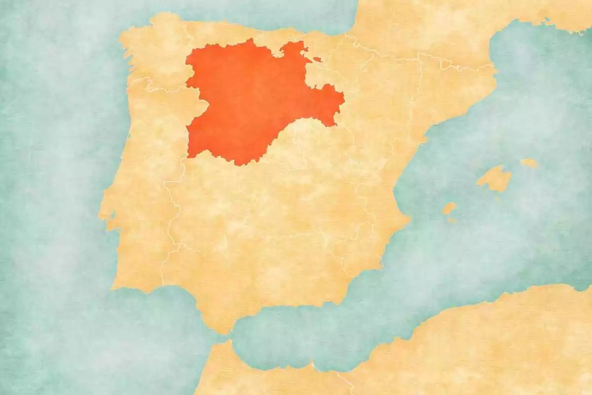 Un mapa de España con Castilla y León